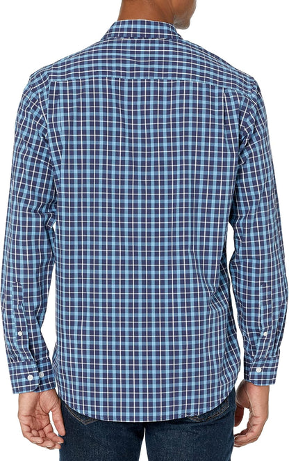 HOTAmazon Essentials Men's Regular-Fit Long-Sleeve Casual Poplin Shirt, Button Front, Business Casual, Collared