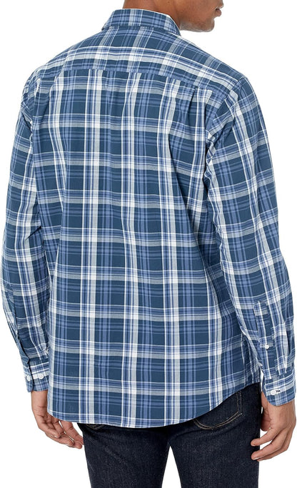 HOTAmazon Essentials Men's Regular-Fit Long-Sleeve Casual Poplin Shirt, Button Front, Business Casual, Collared
