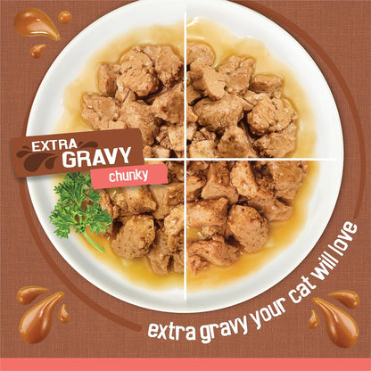 HOTPurina Friskies Extra Gravy Wet Cat Food Chunky 24ct Variety Pack (With Chicken, Turkey, Salmon, Beef) - (Pack of 24) 5.5 oz. Cans