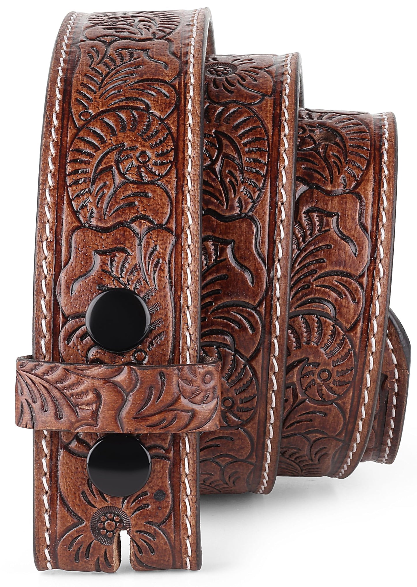 HOTF&L CLASSIC Western Belt without buckle for men – Full Grain Leather Cowboy Belts for jeans - One Piece Leather strap belt