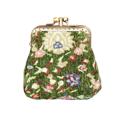 HOTCarpet Bag Double Kiss Clasp Coin Purse Pouch,Vintage Change Wallet Card Holder