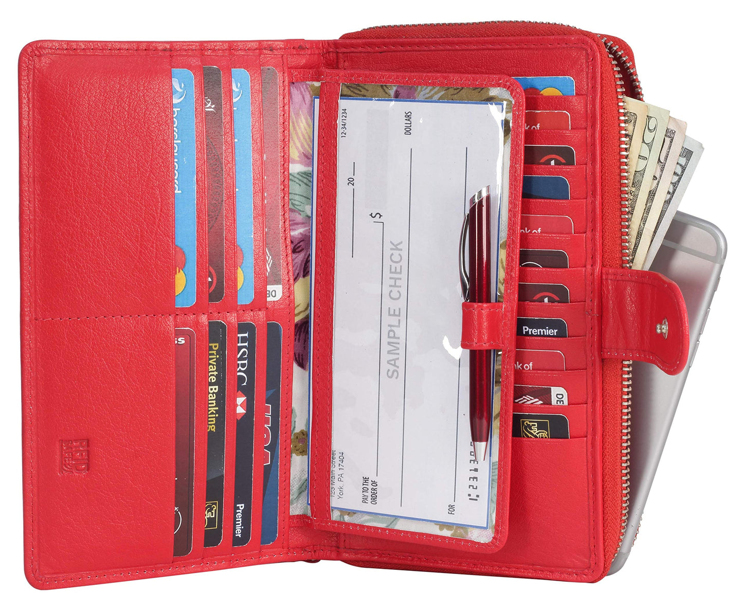 HOTBig Fat RFID Blocking Leather Organizer Checkbook Wallets For Women - Clutch