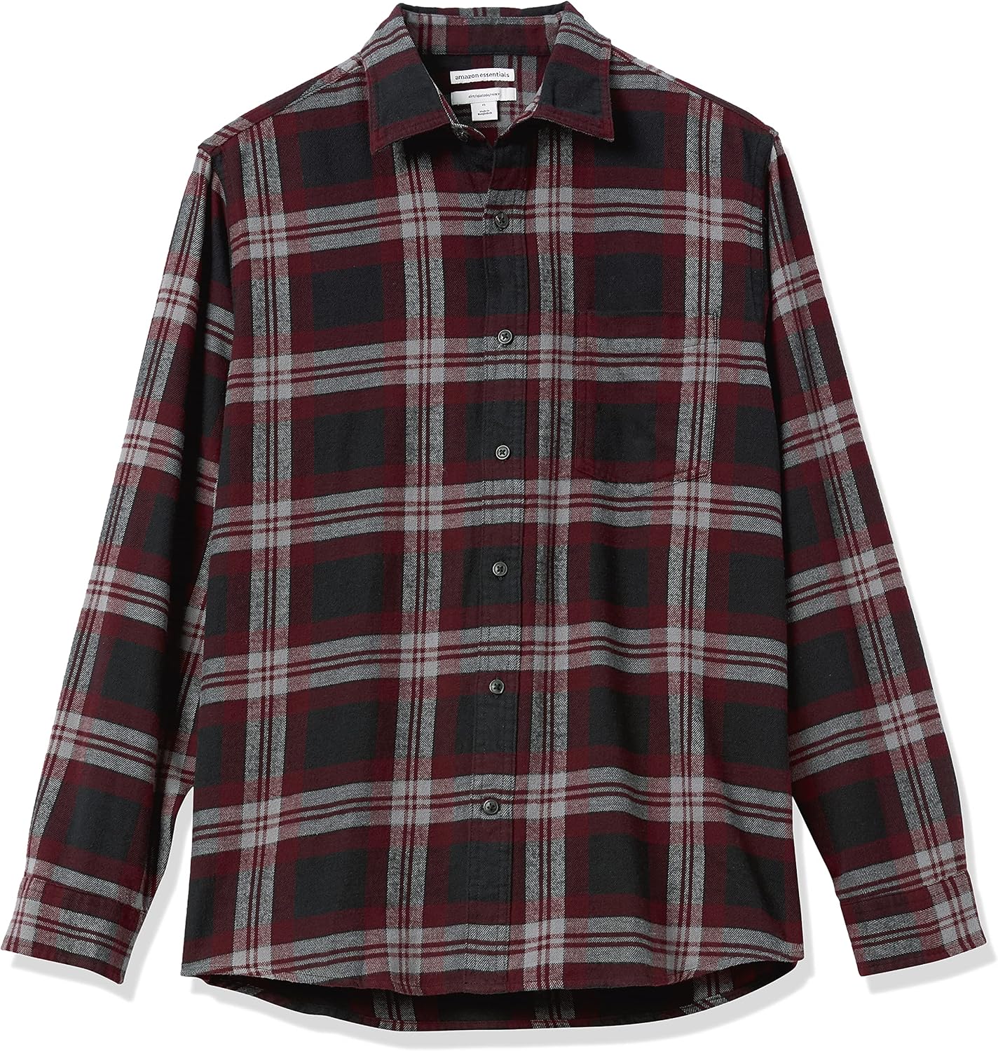 HOTAmazon Essentials Men's Slim-Fit Flannel Shirt, Long Sleeve Button Down Plaid