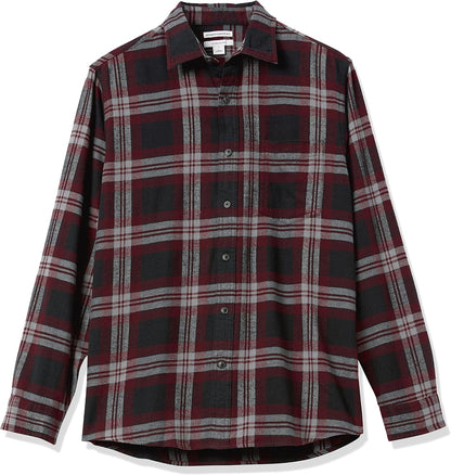 HOTAmazon Essentials Men's Slim-Fit Flannel Shirt, Long Sleeve Button Down Plaid