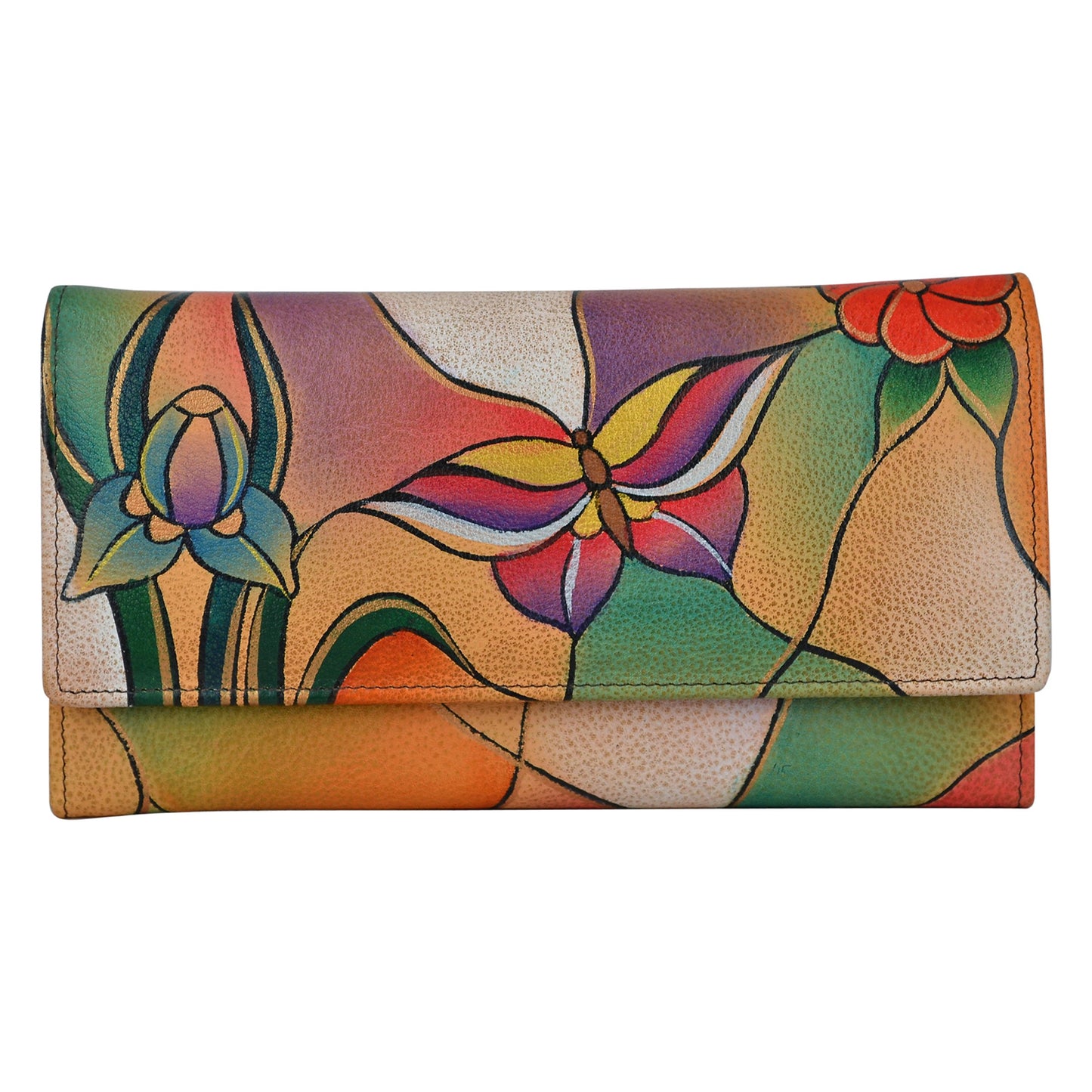 HOTAnna by Anuschka Women's Hand Painted Genuine Leather Multi Pocket Wallet
