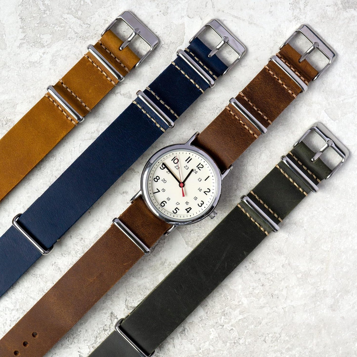 HOTBenchmark Leather Watch Band - Crazy Horse Oiled Leather One-Piece Watch Straps for Men or Women - 18mm, 20mm, 22mm or 24mm Widths