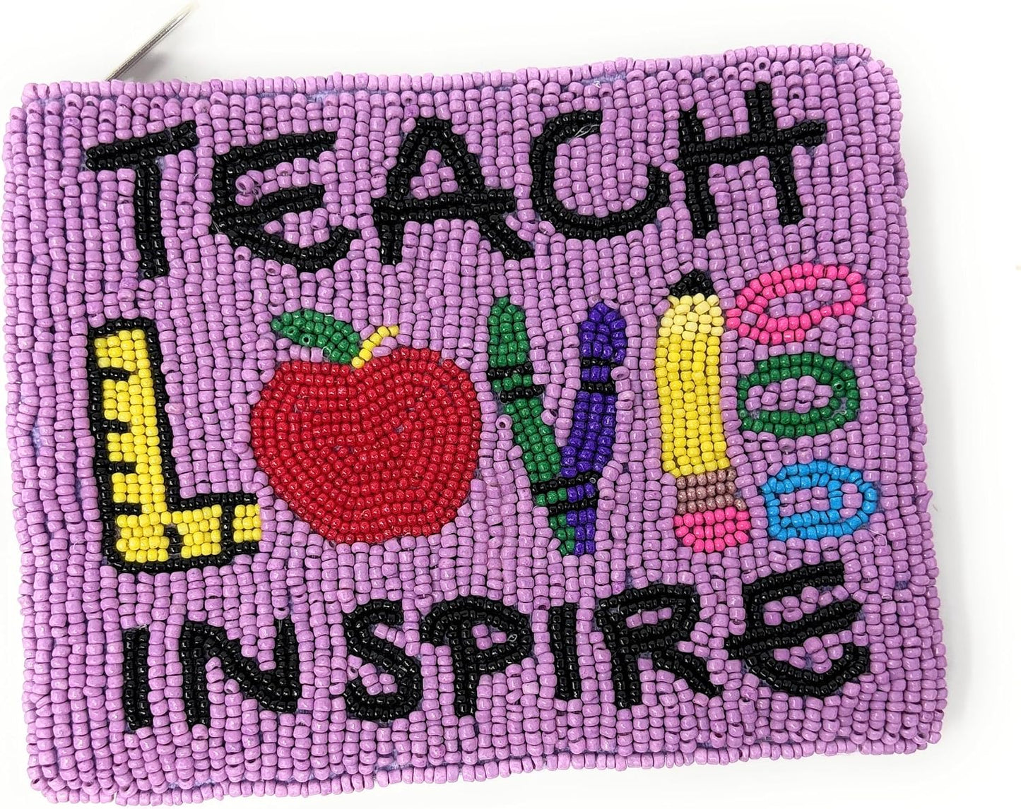 HOTTeach Love Inspired Beaded Pouch Purse Teacher Gift Ideas Small Wallets for Her Teacher Appreciation Week Gift Christmas Birthday Gift