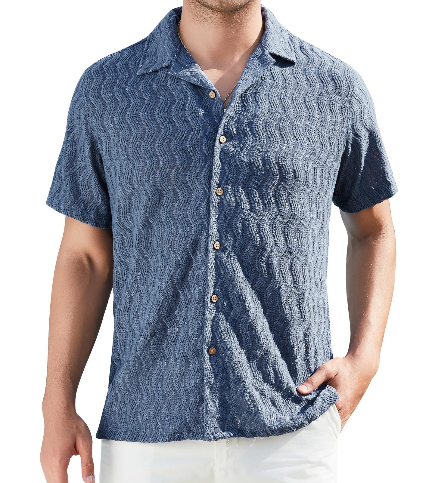 HOTDamipow Mens Casual Button Down Shirts Short Sleeve Fashion Vacation Beach Shirts