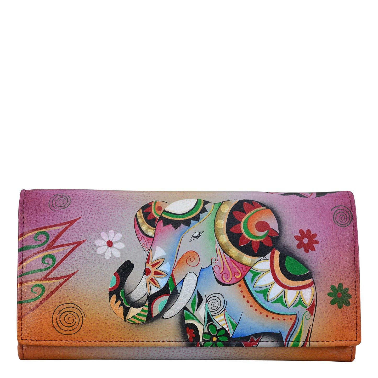 HOTAnna by Anuschka Women's Hand Painted Genuine Leather Multi Pocket Wallet