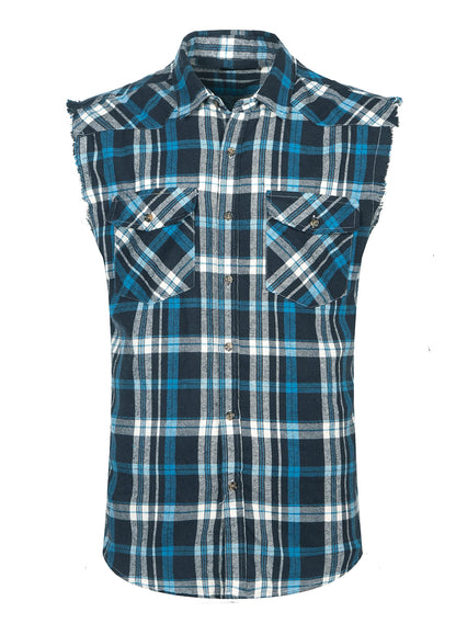HOTMen's Casual Flannel Plaid Shirt Sleeveless Plus Size Vest