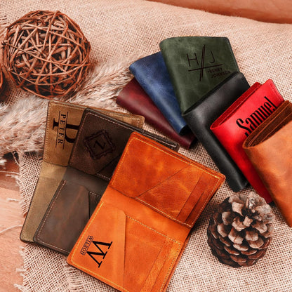 HOTMonogrammed Men Leather Wallet, Personalize Credit Card Wallet, Special Day Gift for Husband, Mens Birthday Gift, Custom Leather Accessories