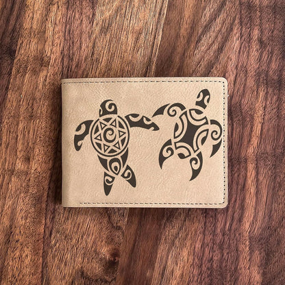 HOTHawaii Turtle Leather Wallet: Unique Island Design Gift - Perfect for Mom, Dad, Friend, Sister on Christmas, Birthday, Vacations