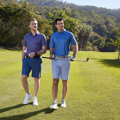 HOTGolf Shirts for Men Dry Fit Short Sleeve Print Performance Moisture Wicking Polo Shirt