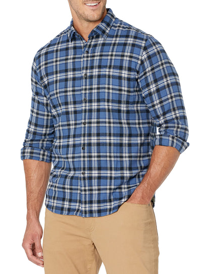 HOTAmazon Essentials Men's Slim-Fit Flannel Shirt, Long Sleeve Button Down Plaid
