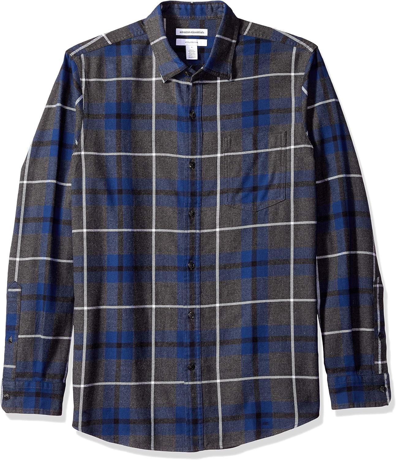 HOTAmazon Essentials Men's Regular Fit Long-Sleeve Flannel Shirt, Soft Brushed Cotton, Lightweight yet Warm