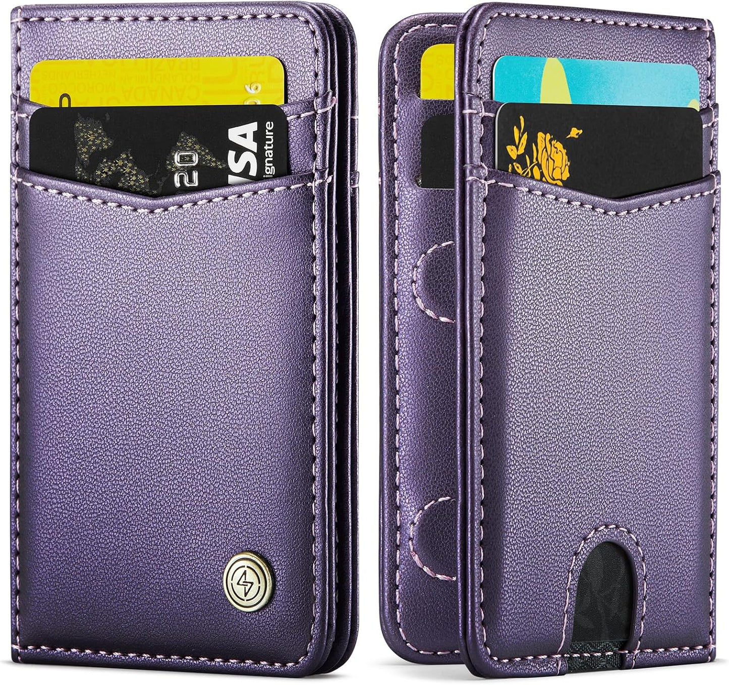 HOTSlim Wallet for Women RFID Blocking Credit Card Holder Bifold Front Pocket Mini Wallet with 8 Card Slots and 2 Cash Pockets, Minimalist PU Leather Small Travel Purse Compact Gift, Purple