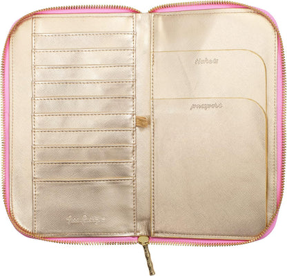 HOTLilly Pulitzer Travel Wallet Passport Holder, Chick Magnet | Vegan Leather Wristlet Wallet for Women, Travel Document Organizer with Removable Strap and Interior Organization Pockets