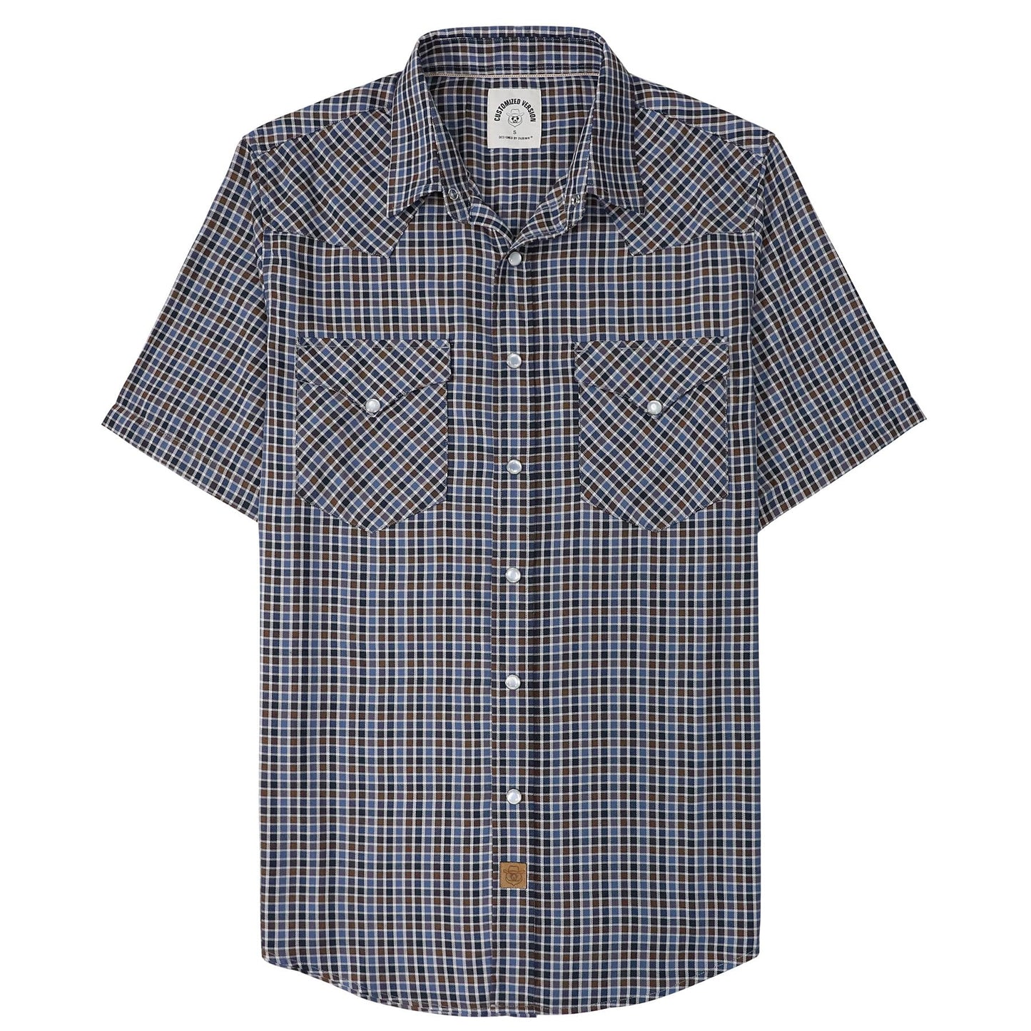 HOTDubinik® Viscose Made from Bamboo Mens Short Sleeve Shirts Plaid Shirt Western Cowboy Pearl Snap Casual Plaid Shirts for Men