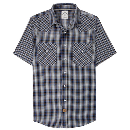 HOTDubinik® Viscose Made from Bamboo Mens Short Sleeve Shirts Plaid Shirt Western Cowboy Pearl Snap Casual Plaid Shirts for Men