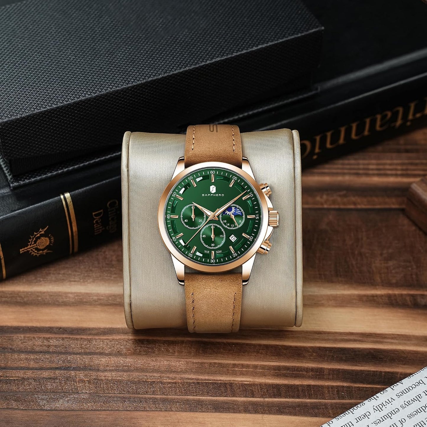 HOTBENYAR Mens Watches Analog Quartz Chronograph Waterproof Wrist Watches for Men Fashion Business Work Casual Sport Designer Dress Watch with Calendar Elegant Gifts for Men