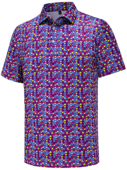 HOTtracamiy Men's Golf Polo Shirts Short Sleeve Performance Moisture Wicking Quick Dry Golf Polo Shirts for Men