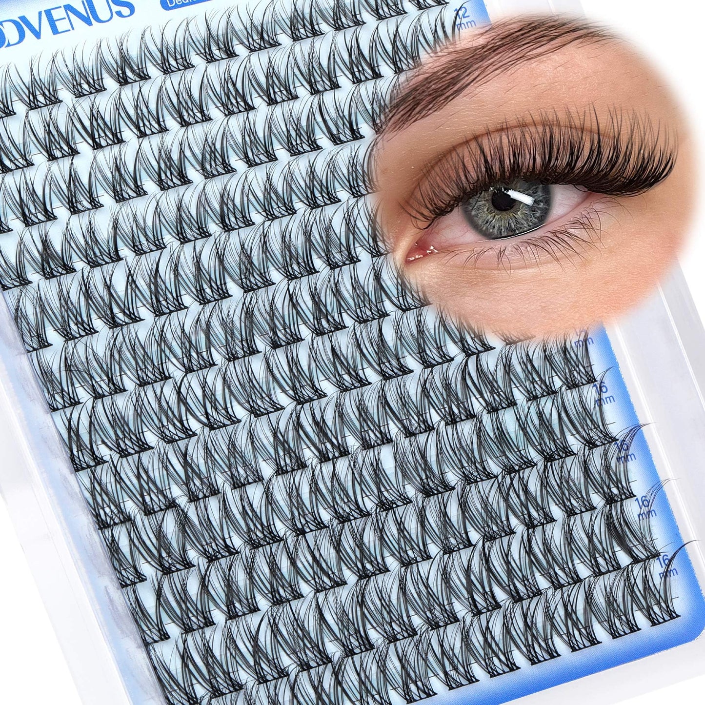 HOTGoddvenus Lash Clusters Kit Wispy Eyelash Clusters Lashes Natural DIY Lash Extension Kit 10-16mm Cluster Eyelash Extensions Kit 300pcs C Curl Individual Lashes Cluster Eyelash (No Tweezers)