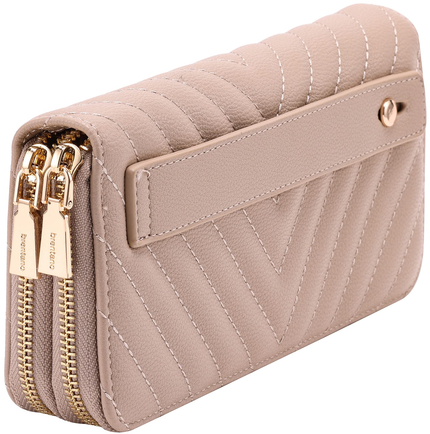 HOTB BRENTANO Vegan Leather Double Zipper Pocket Wallet with Grip Hand Strap (BLUE GLITTER)