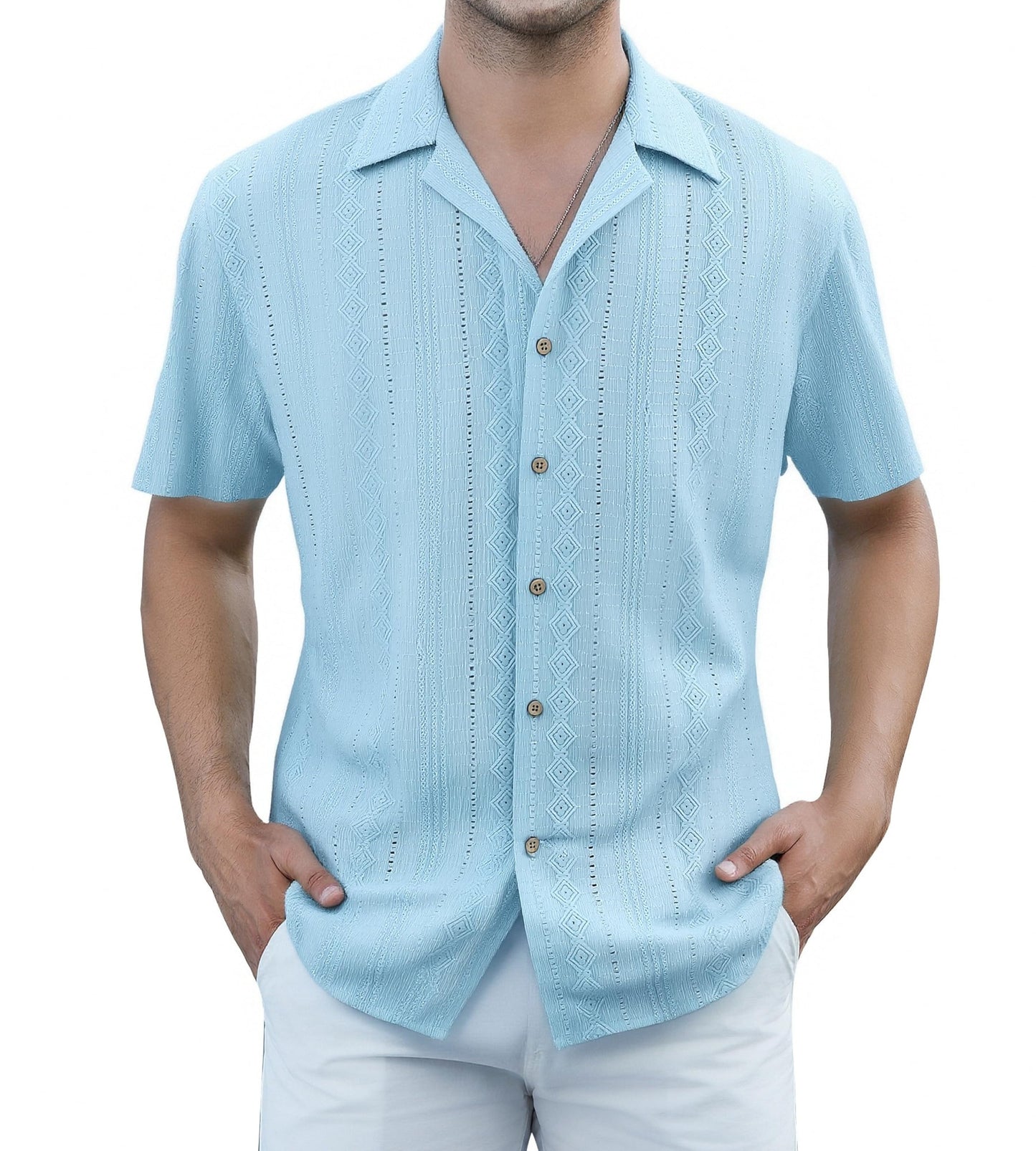 HOTDamipow Mens Casual Button Down Shirts Short Sleeve Fashion Vacation Beach Shirts