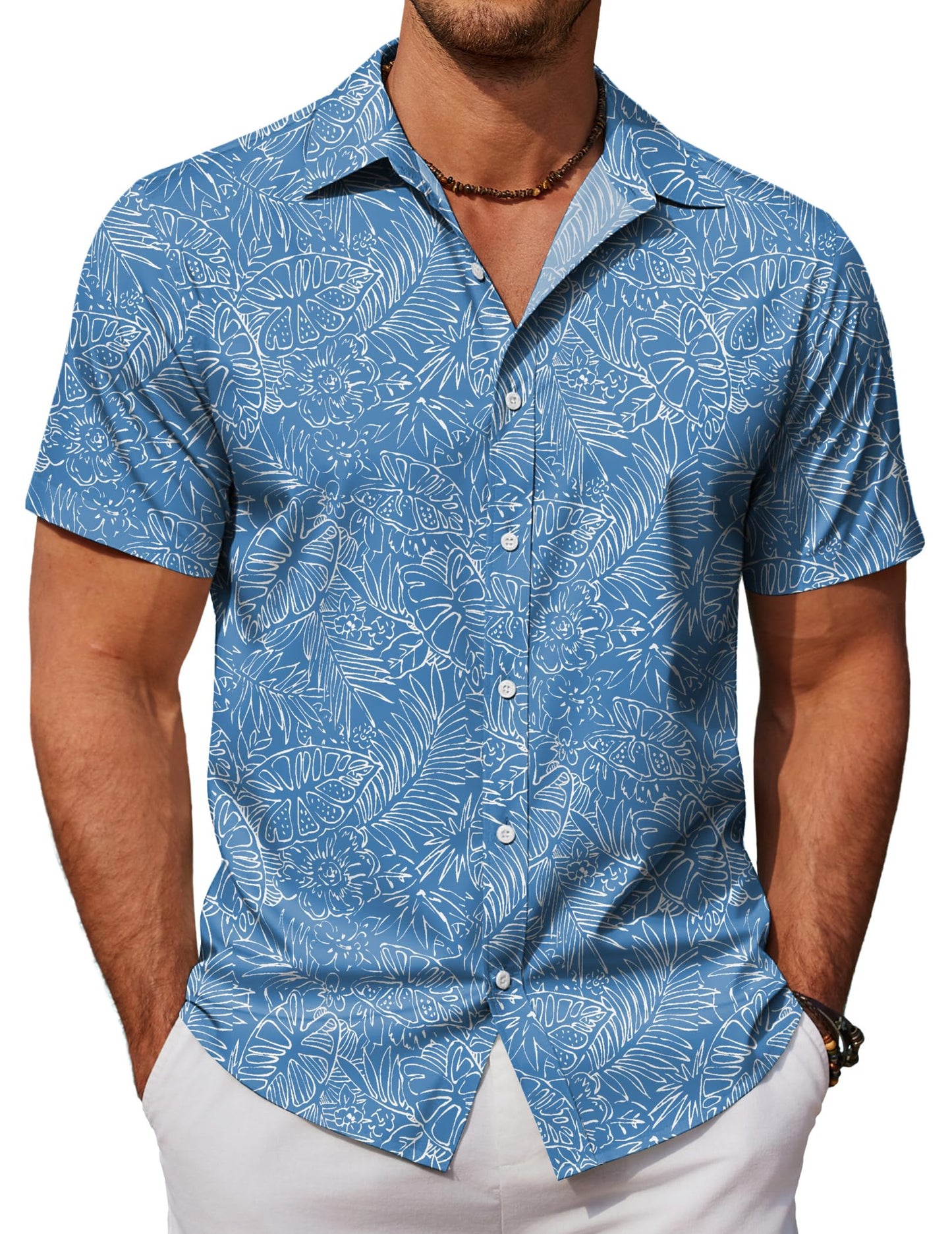HOTCOOFANDY Mens Hawaiian Shirts Short Sleeve Button Down Aloha Shirt Casual Beach Clothes