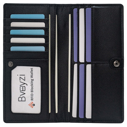 HOTBveyzi Ultra Slim Thin Leather RFID Blocking Credit Card Holder Bifold Clutch Wallets for Women