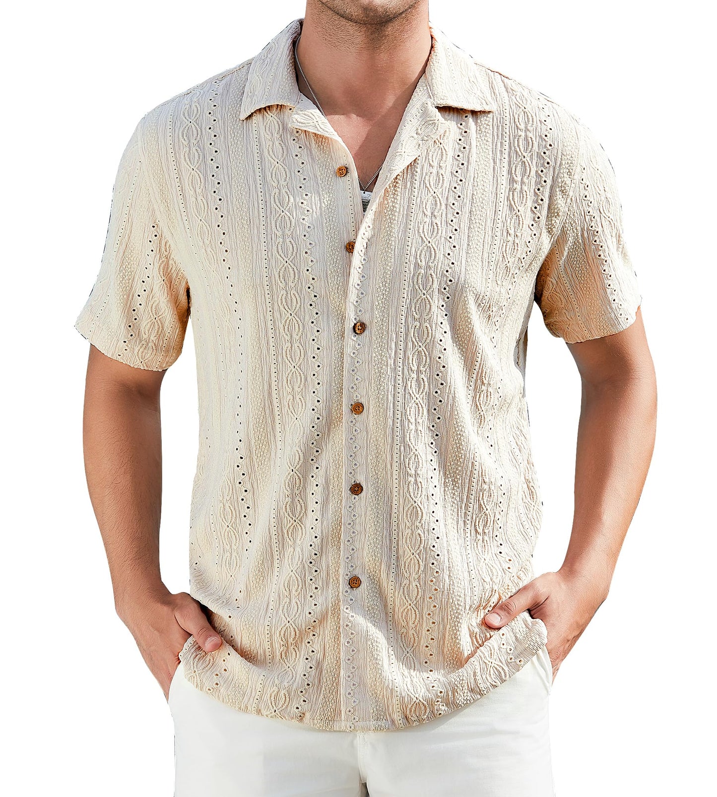 HOTDamipow Mens Casual Button Down Shirts Short Sleeve Fashion Vacation Beach Shirts