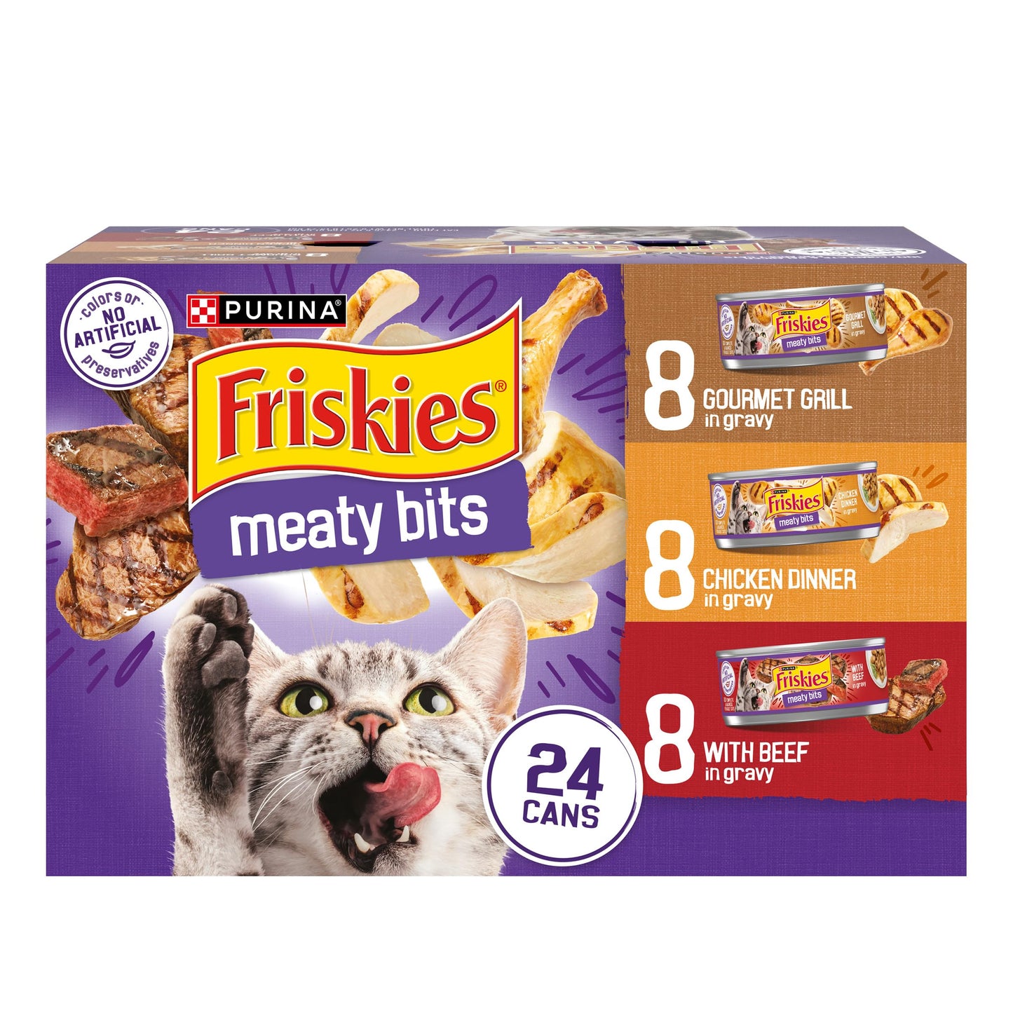 HOTPurina Friskies Gravy Wet Cat Food Variety Pack, Meaty Bits - (Pack of 24) 5.5 oz. Cans