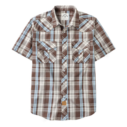 HOTDubinik® Western Shirts for Men Short Sleeve Plaid Pearl Snap Shirts for Men Button Up Shirt Cowboy Casual Work Shirt