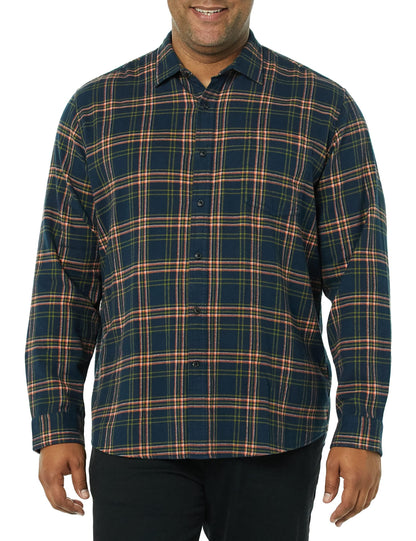 HOTAmazon Essentials Men's Regular Fit Long-Sleeve Flannel Shirt, Soft Brushed Cotton, Lightweight yet Warm