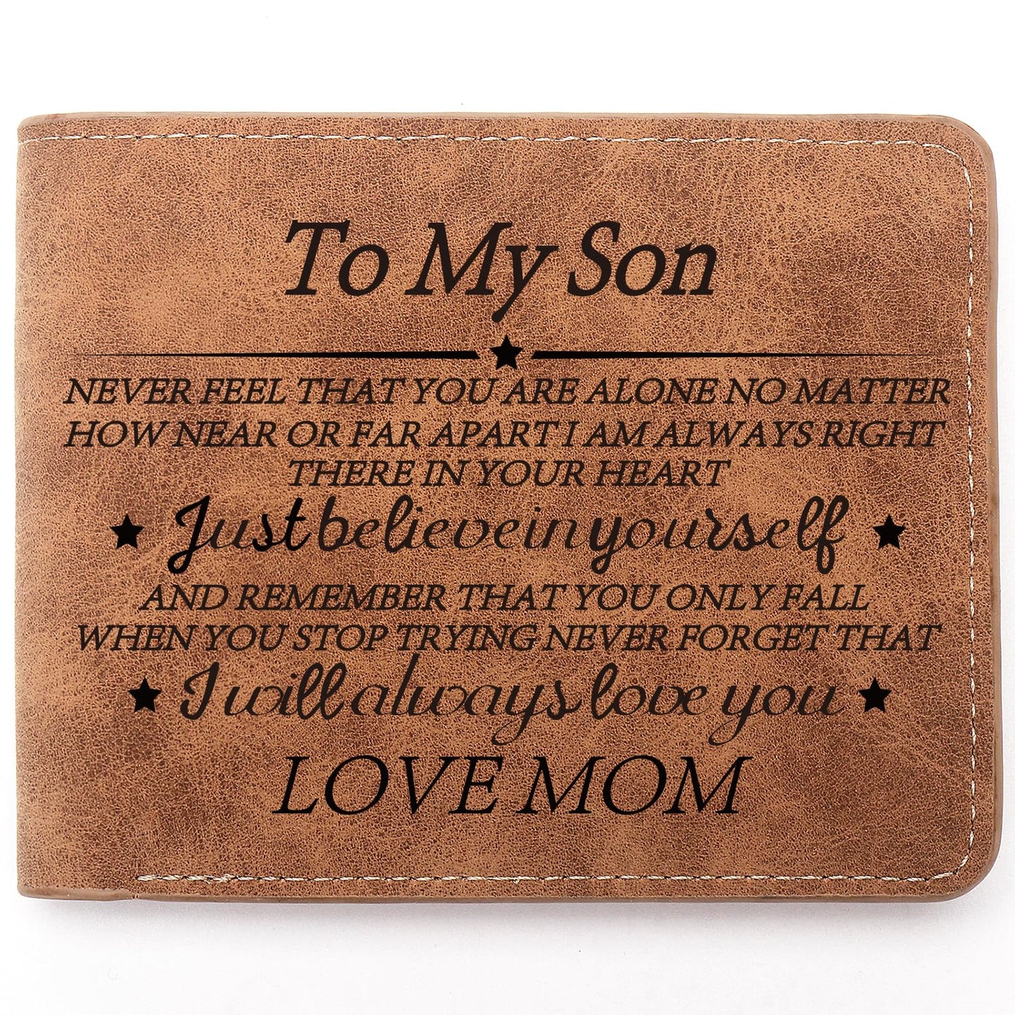 HOTTHTCSQ To My Dad Gift Leather Wallet for Man Engraved Personalized Leather Wallet, Birthday Gifts From Daughters(never forget dad)