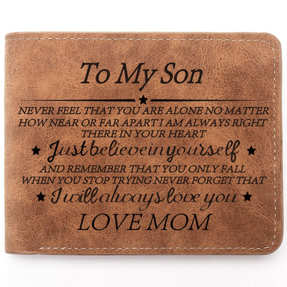 HOTTHTCSQ To My Dad Gift Leather Wallet for Man Engraved Personalized Leather Wallet, Birthday Gifts From Daughters(never forget dad)