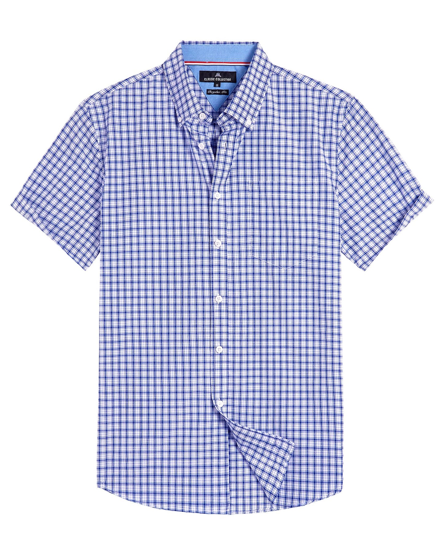 HOTAlimens & Gentle Plaid Mens Short Sleeve Button Down Shirts with Pocket | Lightweight,Button-Down Collar,Regular Fit,Excellent Colors,Breathable,Casual,Cotton Blend,Easy Care
