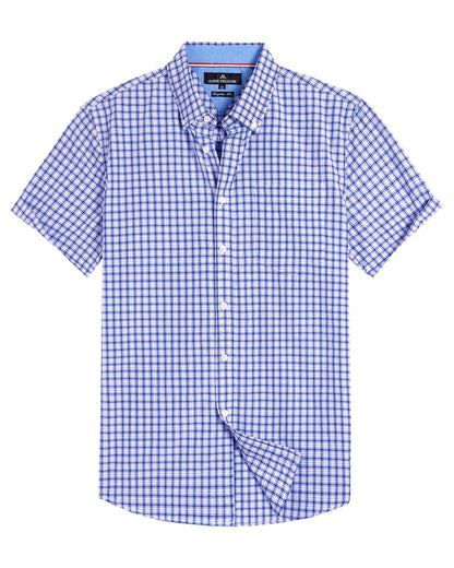 HOTAlimens & Gentle Plaid Mens Short Sleeve Button Down Shirts with Pocket | Lightweight,Button-Down Collar,Regular Fit,Excellent Colors,Breathable,Casual,Cotton Blend,Easy Care