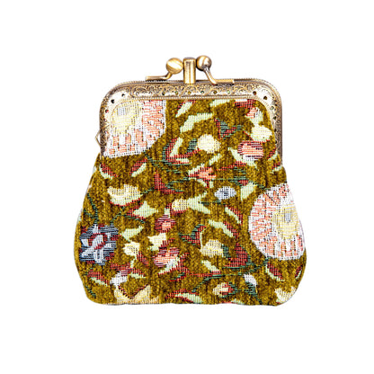 HOTCarpet Bag Double Kiss Clasp Coin Purse Pouch,Vintage Change Wallet Card Holder