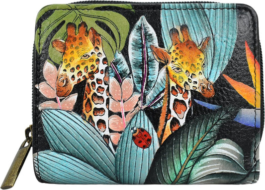 HOTAnna by Anuschka Women’s Hand-Painted Original Leather RFID Double Compartment Wallet