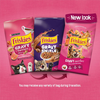 HOTPurina Friskies Gravy Swirlers with Flavors of Chicken, Salmon and Gravy Dry Cat Food - 22 lb. Bag