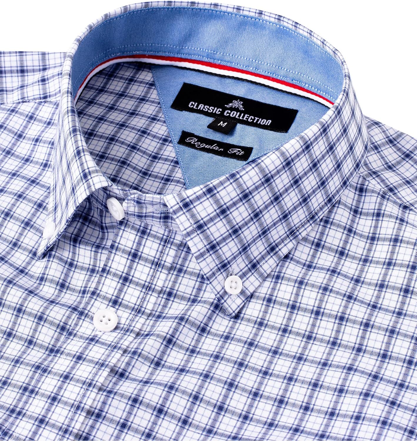 HOTAlimens & Gentle Men's Plaid Button Down Shirts Cotton Long Sleeve Dress Shirts Regular Fit Gingham Shirts