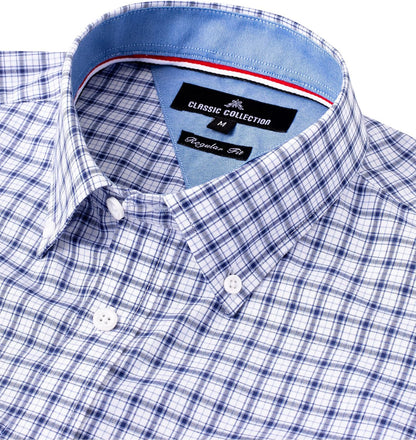 HOTAlimens & Gentle Men's Plaid Button Down Shirts Cotton Long Sleeve Dress Shirts Regular Fit Gingham Shirts