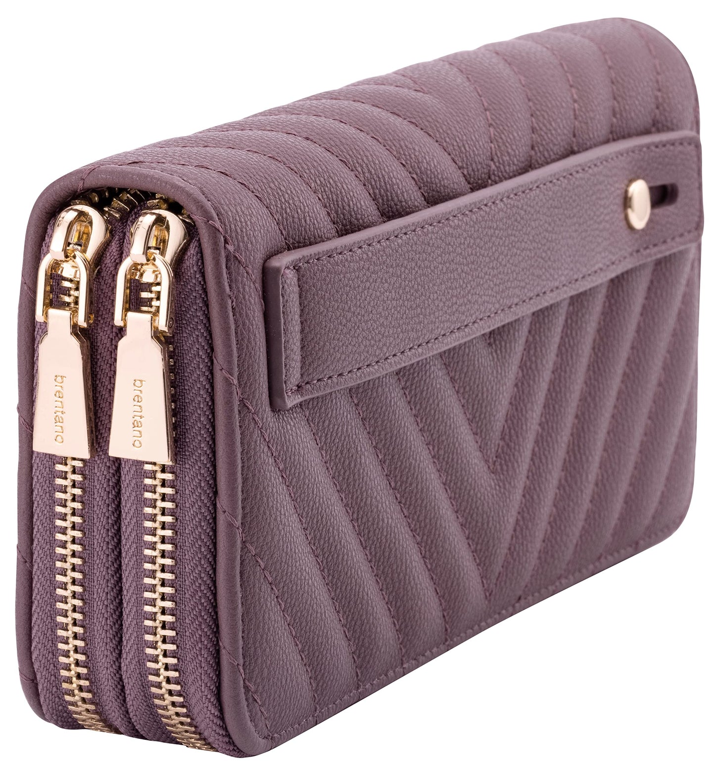 HOTB BRENTANO Vegan Leather Double Zipper Pocket Wallet with Grip Hand Strap (BLUE GLITTER)