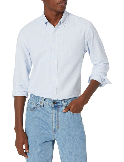 HOTAmazon Essentials Men's Regular-Fit Long Sleeve Oxford Shirt, 100% Cotton