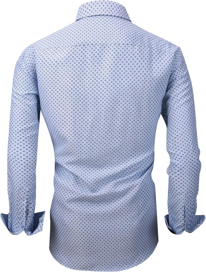 HOTAlex Vando Mens Printed Dress Shirts Regular Fit Casual Button Down Shirt | Wrinkle resistant, Machine washable, Contrast on inner collar & cuff, True-to-size cut, Business & Daily, Easy outfit pairing