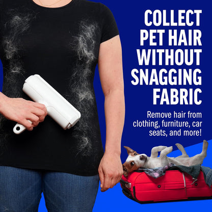 HOTChomChom Roller Pet Hair Remover – Original Size Reusable Lint Roller for Cat & Dog Hair on Furniture, Couch, Carpet, Car, Rugs & Bedding – Portable, Eco-Friendly (White)