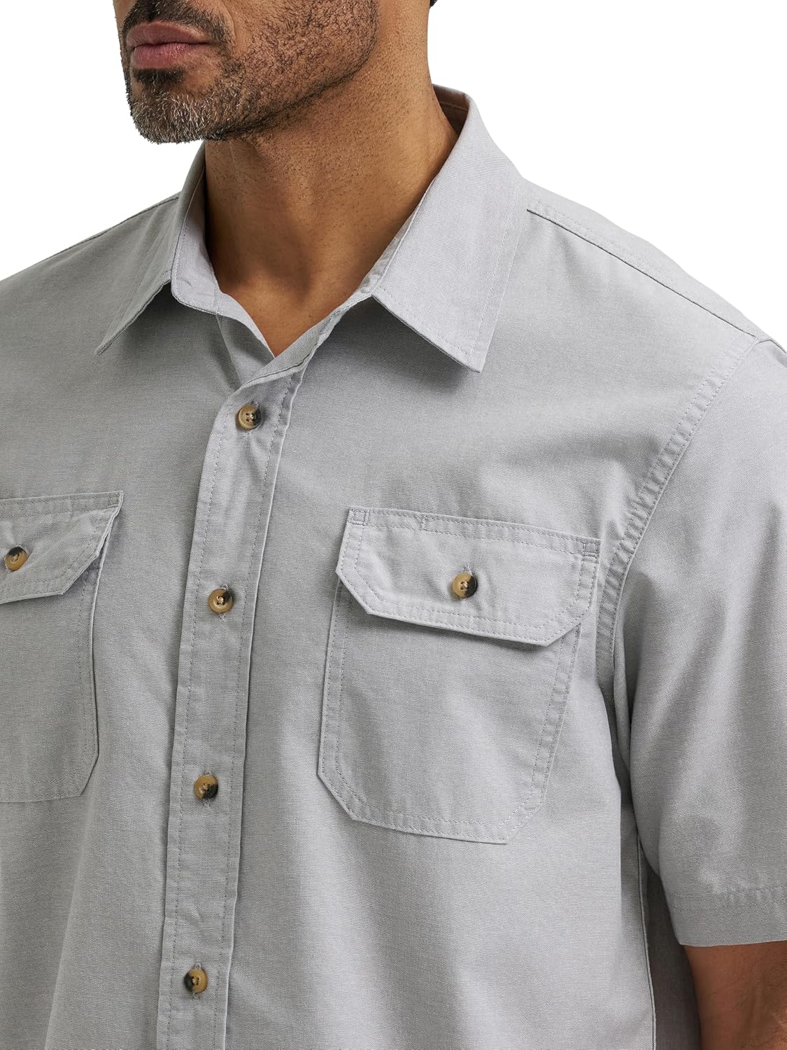 HOTWrangler Authentics Men's Short Sleeve Classic Woven Shirt
