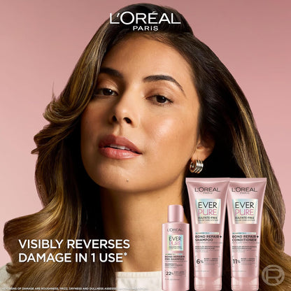 HOTL'Oreal Paris Sulfate Free Bond Repair+ Shampoo and Conditioner Set with Bond + Amino Acid Complex, Strengthens and Repairs Damaged or Color Treated Hair, EverPure, 13.6 Fl Oz Set (Packaging May Vary)