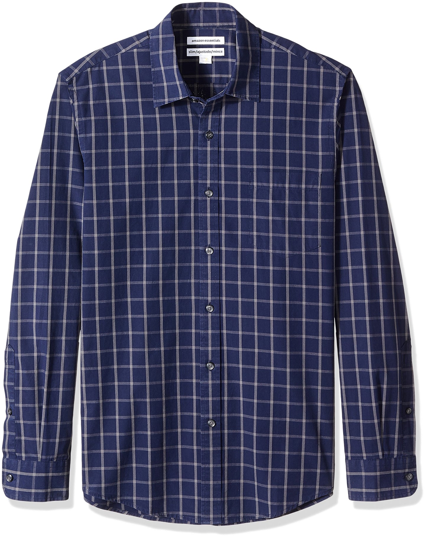 HOTAmazon Essentials Men's Regular-Fit Long-Sleeve Casual Poplin Shirt, Button Front, Business Casual, Collared